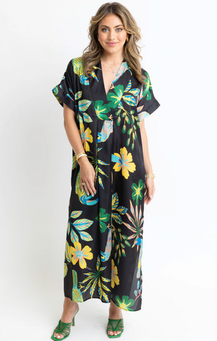 Toucan Jungle Caftan Maxi Dress