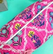 Quilted Cosmetic Bag | Pink Wildflower