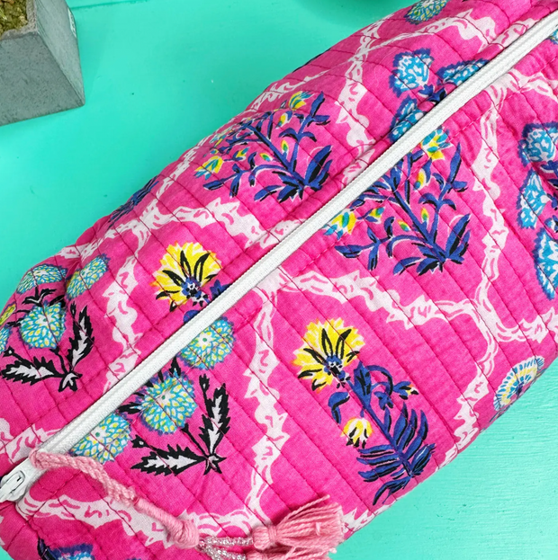 Quilted Cosmetic Bag | Pink Wildflower