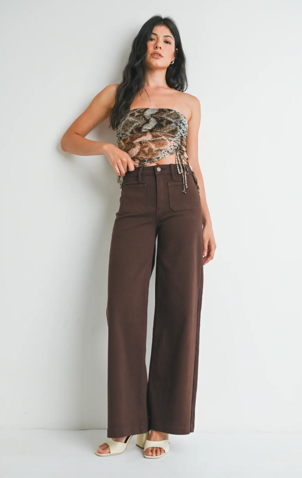Mini Patch Pocket Wide Leg | Chocolate