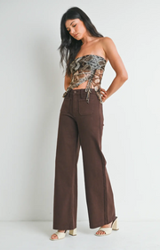 Mini Patch Pocket Wide Leg | Chocolate