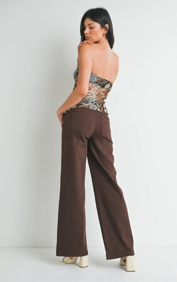 Mini Patch Pocket Wide Leg | Chocolate