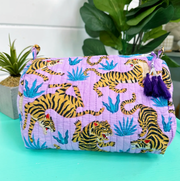 Quilted Cosmetic Bag | Lilac Tigers