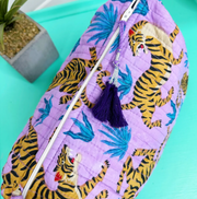Quilted Cosmetic Bag | Lilac Tigers
