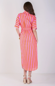 Georgia Dress | Coral Pink Stripe