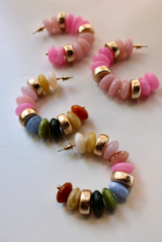 Rainbow Beaded Hoops