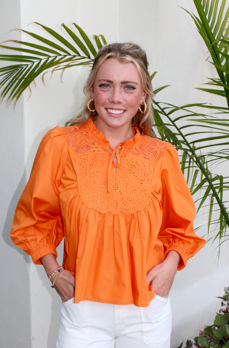 Lace Patch Top | Orange