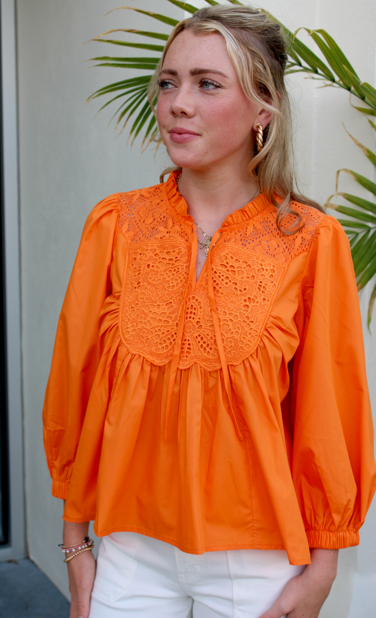 Lace Patch Top | Orange
