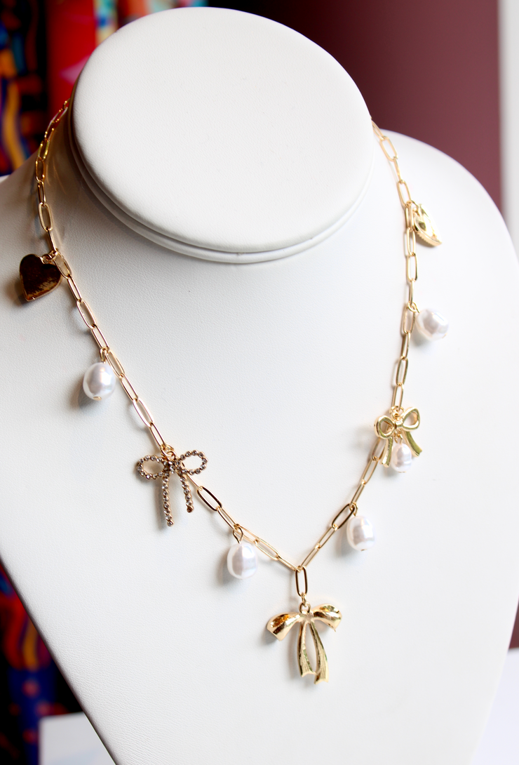 Preppy Bow Charm Necklace