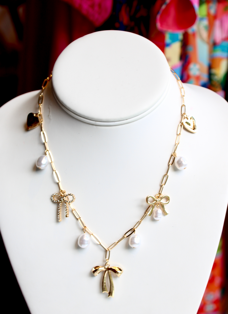 Preppy Bow Charm Necklace