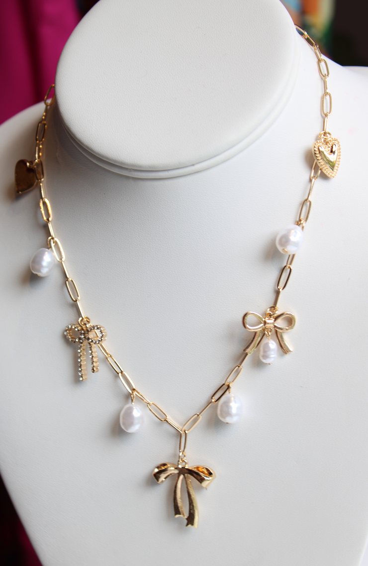 Preppy Bow Charm Necklace