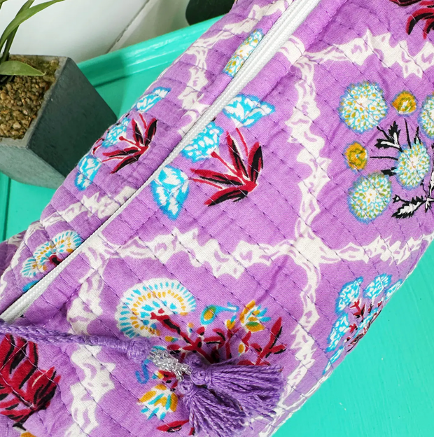 Quilted Cosmetic Bag | Purple Wildflower