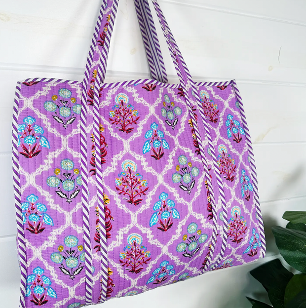 Quilted Tote | Purple Wildflower