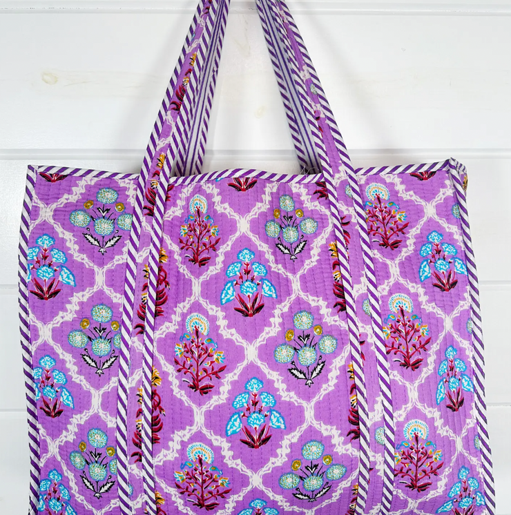 Quilted Tote | Purple Wildflower