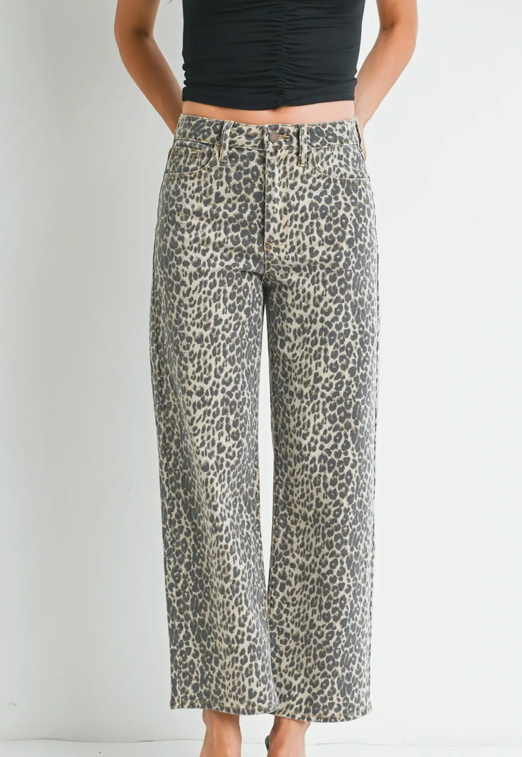 High Rise Vintage Straight Denim | Leopard