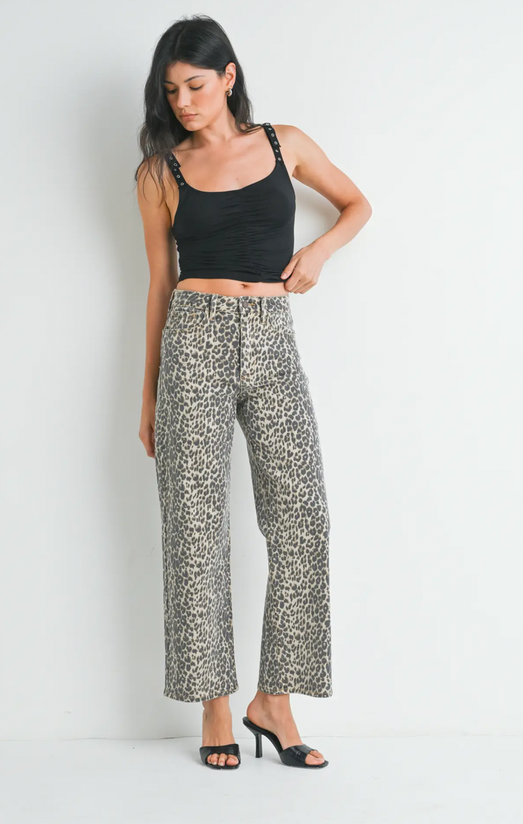 High Rise Vintage Straight Denim | Leopard