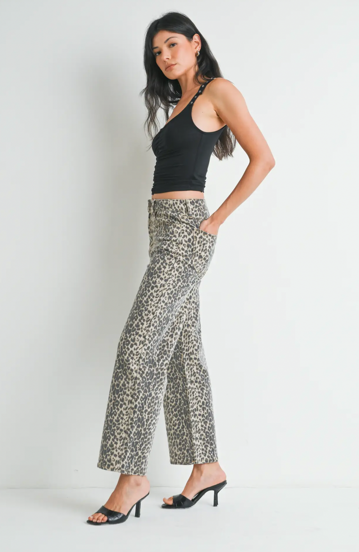 High Rise Vintage Straight Denim | Leopard