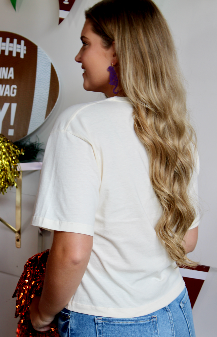 Gameday Smiley Crop Tee | Orange