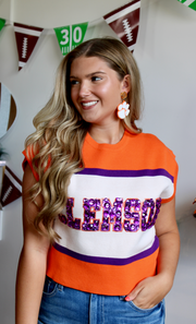 Licensed Clemson Colorblock Jewel Letter Sweater