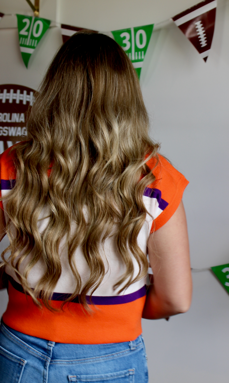 Licensed Clemson Colorblock Jewel Letter Sweater