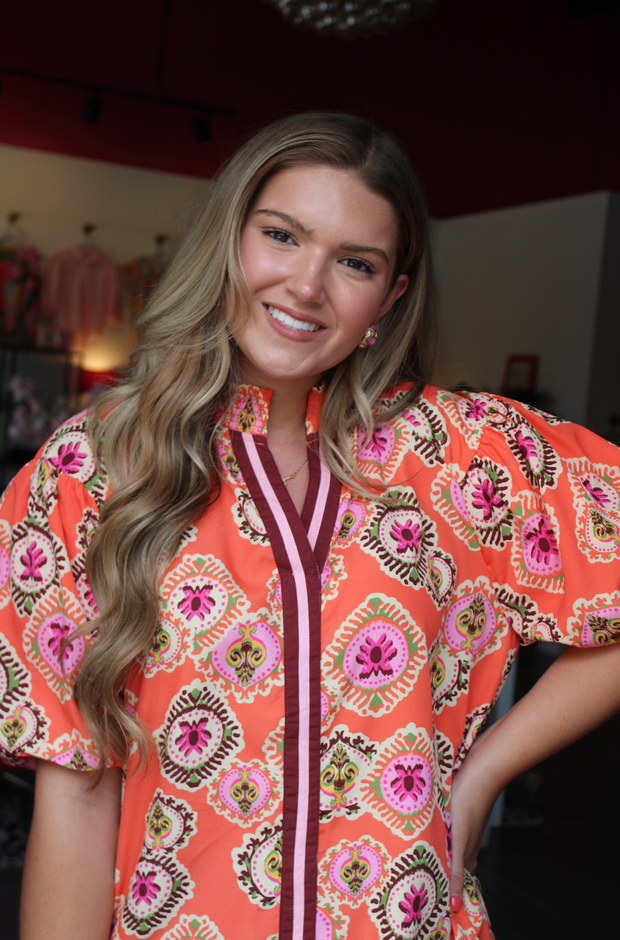 Fall Poppies Puff Sleeve Top
