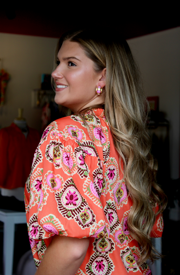 Fall Poppies Puff Sleeve Top