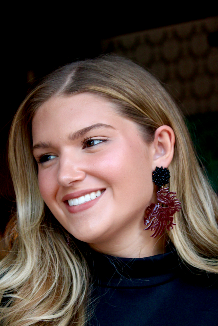 Acrylic Beaded Gamecock Earring