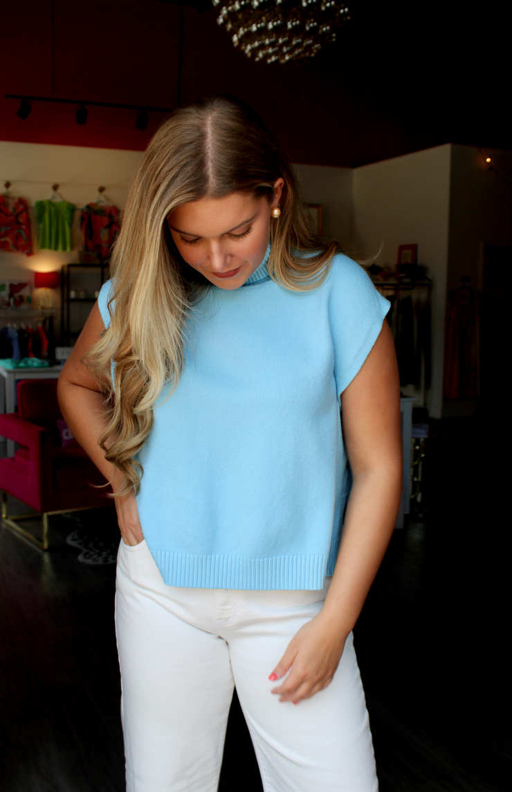 Selena  Hi Lo Sleeveless Sweater | Coastal Blue