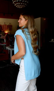 Selena  Hi Lo Sleeveless Sweater | Coastal Blue