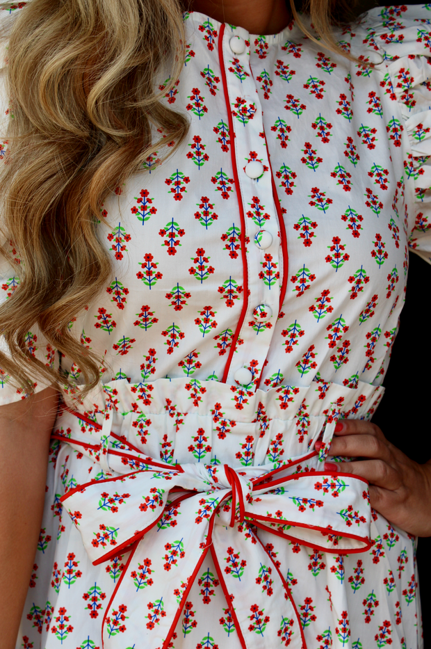 Cotswold Floral Trim Belted Dress