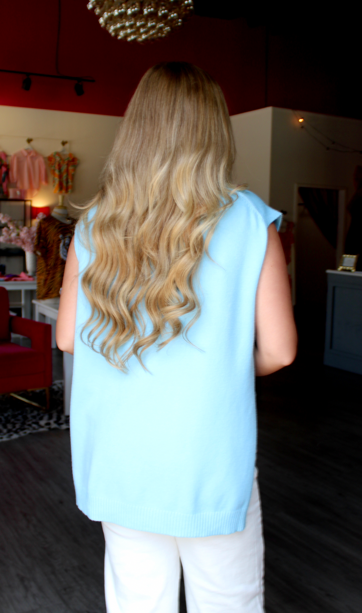 Selena  Hi Lo Sleeveless Sweater | Coastal Blue