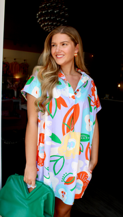 Punchy Floral Shirt Dress