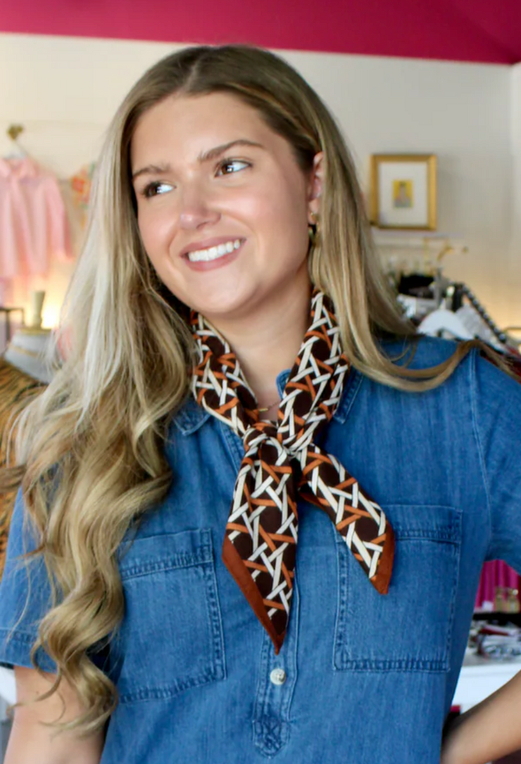 Round Here Scarf | Orange/Chocolate Geo