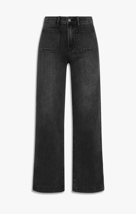 Mini Patch Pocket Wide Leg | Washed Black