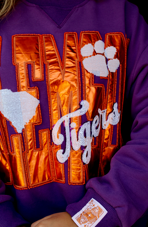 Licensed Metallic Word Icon Sweatshirt | Clemson