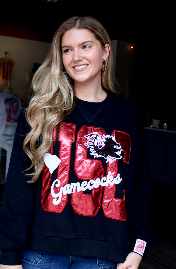 Licensed Metallic Word Icon Sweatshirt | Carolina
