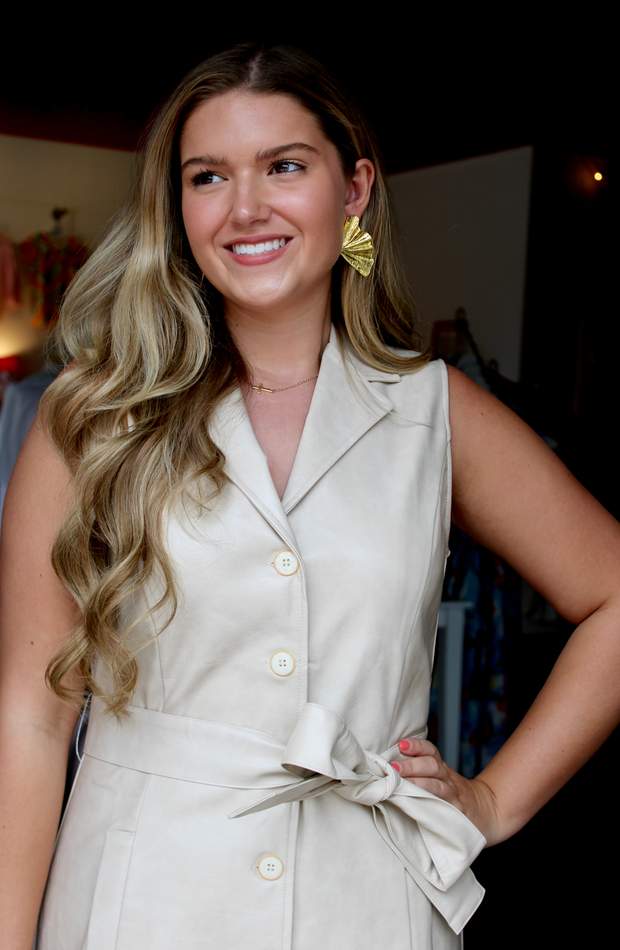 Soho Faux Leather Dress | Sand