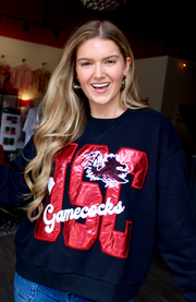 Licensed Metallic Word Icon Sweatshirt | Carolina