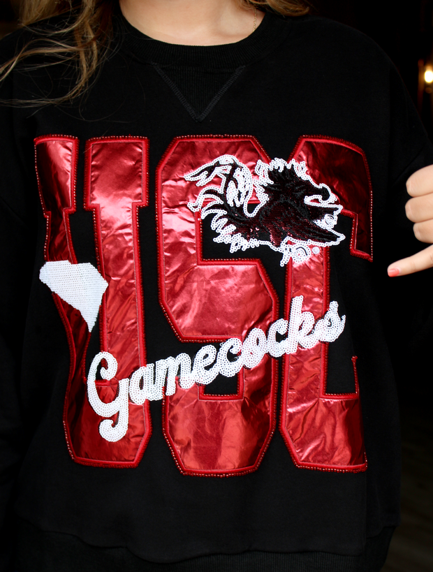 Licensed Metallic Word Icon Sweatshirt | Carolina