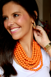 Wood Bead Stranded Necklace | Orange