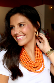 Wood Bead Stranded Necklace | Orange
