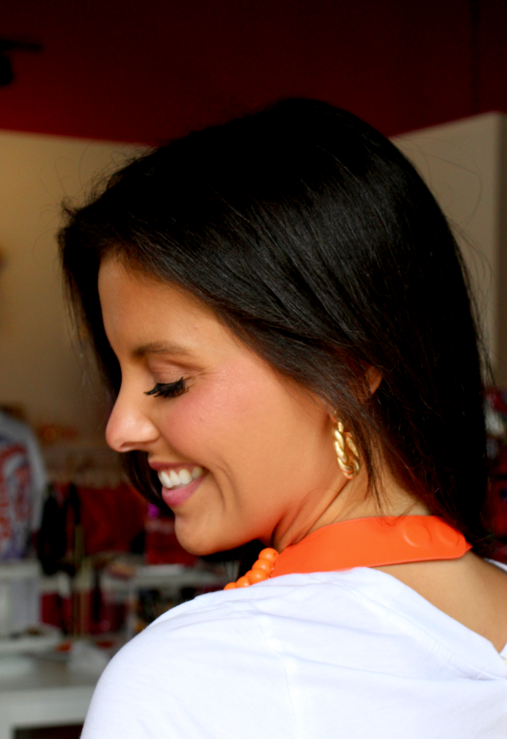 Wood Bead Stranded Necklace | Orange