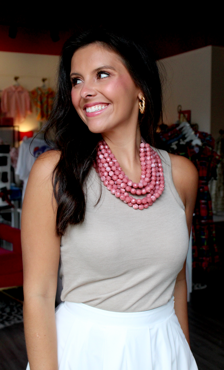 Agate Strand Necklace | Dark Pink