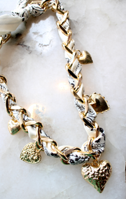 Ivory Hearts Scarf Necklace