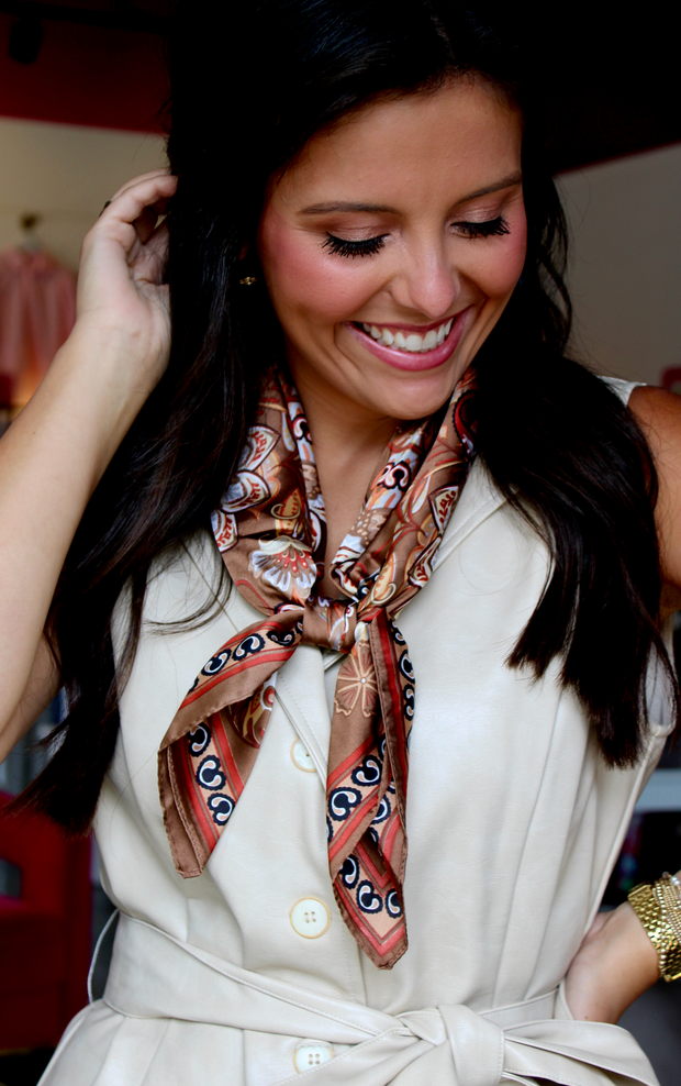 Round Here Scarf | Brown Peacock Paisley
