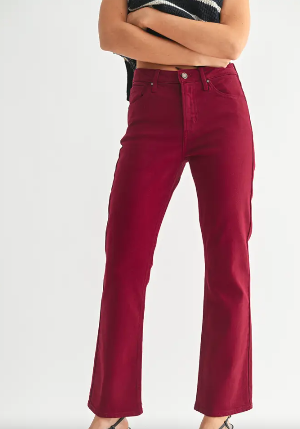 Slim Cropped Bootcut | Dark Cherry