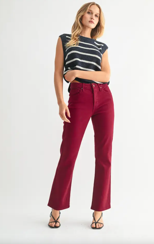 Slim Cropped Bootcut | Dark Cherry