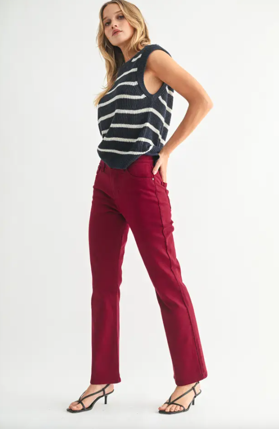 Slim Cropped Bootcut | Dark Cherry