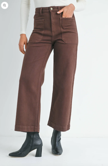 Utility Pocket Wide Leg Jean | Espresso