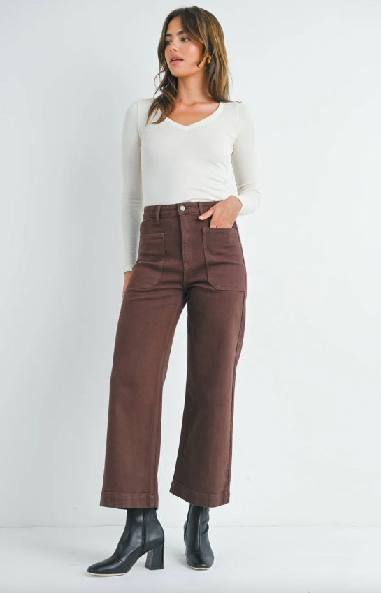 Utility Pocket Wide Leg Jean | Espresso